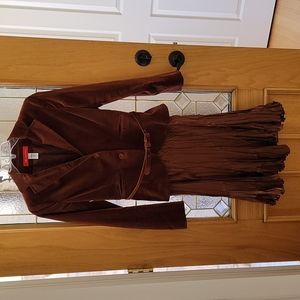 AK Anne Klein Rust Belted Velour Jacket 4 with Cache Rust Pleated Skirt M